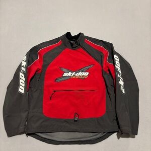 Ski Doo Pullover Jacket Mens Medium Red Outdoor Snowmobile Asymmetrical Zip